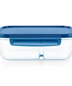 Pyrex MealBox 5.8-cup Divided Glass Food Storage Container with Blue Lid