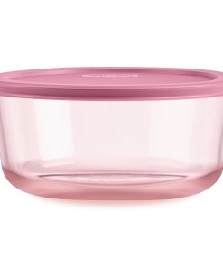 Pyrex Simply Store Tinted Glass 7-cup Round Storage Container with Lid, Pink