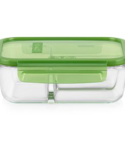 Pyrex MealBox 4-cup Divided Glass Food Storage Container with Green Lid