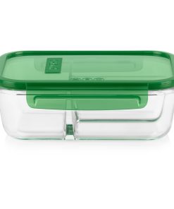Pyrex MealBox 5.5-cup Divided Glass Food Storage Container with Green Lid