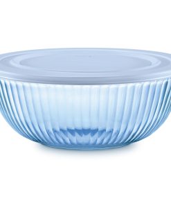 Pyrex Colors Sculpted Tinted 4.5-quart Mixing Bowl with Lid, Blue