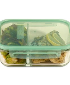 Snapware MealBox 5.8-cup Divided Glass Food Storage Container with Blue Lid