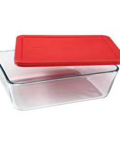 Pyrex Simply Store 11-cup Rectangular Glass Food Storage Container with Red Lid