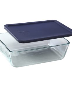Pyrex Simply Store 11-cup Rectangular Glass Food Storage Container with Blue Lid