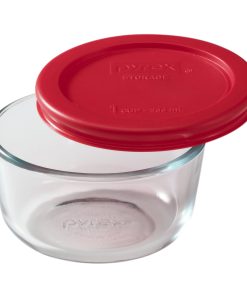 Pyrex Simply Store 1-cup Glass Food Storage Container with Red Lid