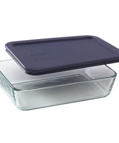 Pyrex Simply Store 3-cup Rectangular Glass Food Storage Container with Blue Lid