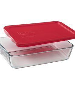 Pyrex Simply Store 3-cup Rectangular Glass Food Storage Container with Red Lid